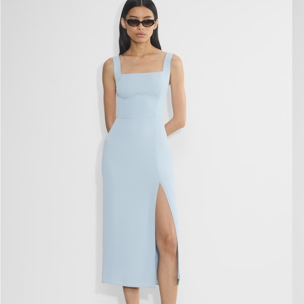 Aritzia Babaton Light Blue Midi Slit Dress 90s
